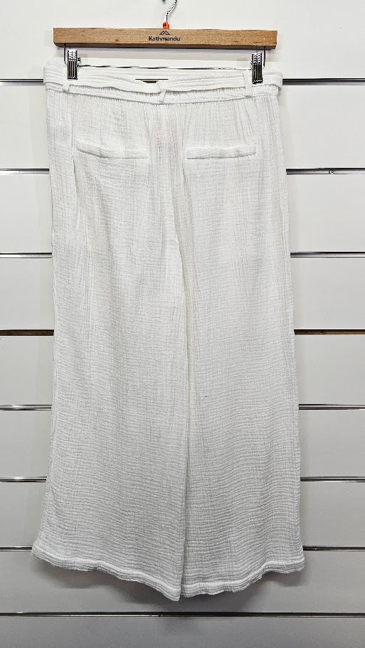 Zest White Wide Leg Cotton Pants - 14