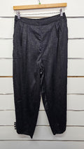 Soo Linen Black Floral Satin Feel Pants - 12