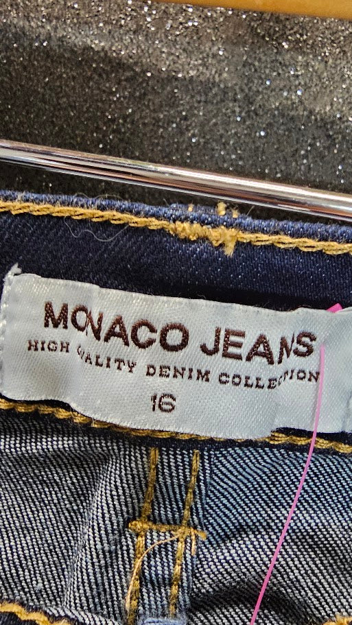 Monaco Jeans Dark Wash Wide Leg Denim Jeans - 16