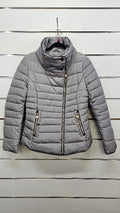 91 Denim Grey Cropped Puffer Jacket - L