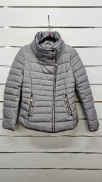 91 Denim Grey Cropped Puffer Jacket - L