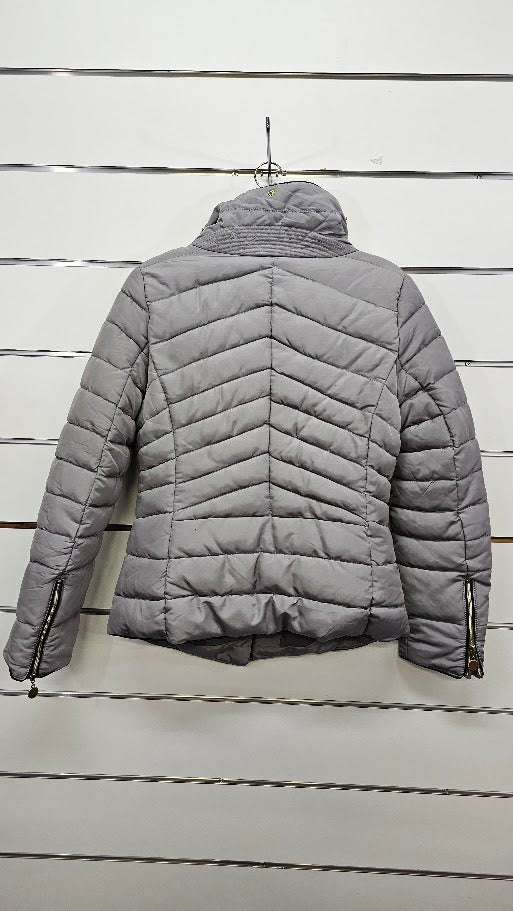 91 Denim Grey Cropped Puffer Jacket - L
