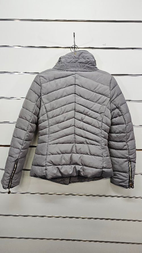 91 Denim Grey Cropped Puffer Jacket - L