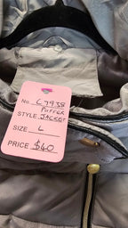 91 Denim Grey Cropped Puffer Jacket - L