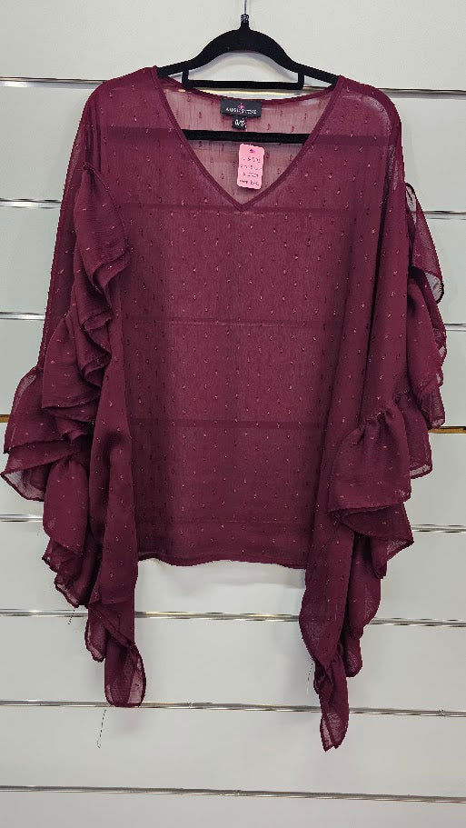 Augustine Burgundy Metallic Fleck Blouse - OSFA