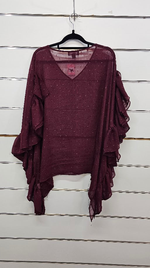 Augustine Burgundy Metallic Fleck Blouse - OSFA