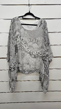 Grey/White Silk Blouse - OSFA