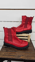 Cabello, Red, Leather Boots with Thick Black Sole - Size 41