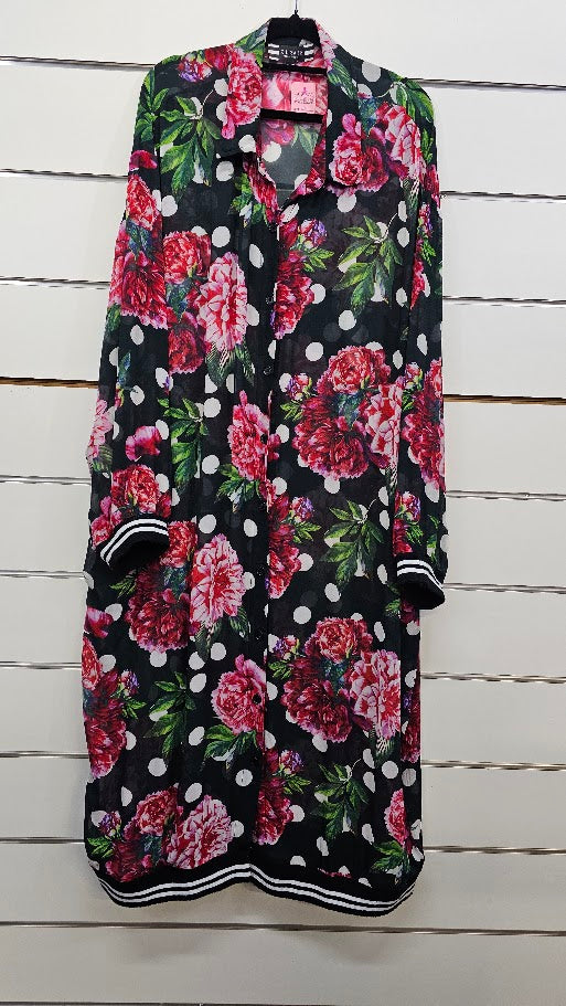 Curate by Trelise Cooper, Floral, Boston Tea Spotty Chiffon Button-Up Tunic - Size XXL