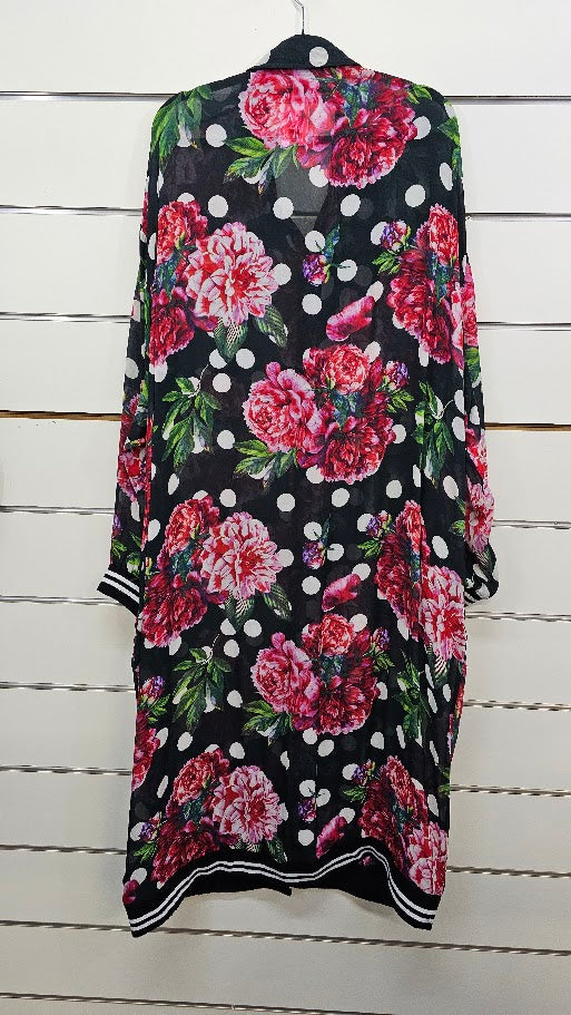 Curate by Trelise Cooper, Floral, Boston Tea Spotty Chiffon Button-Up Tunic - Size XXL