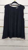 Jacqui E, Black, Sleeveless Pleated Chiffon Top - Size 16
