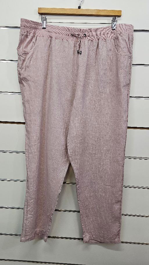 TS, Pink, Linen Wide-Leg Pants with Sequin Side Detail - Size 22