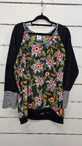 Kingston & Co, Multi Floral, Long Sleeve Blouse with Black Sleeves - Size 22
