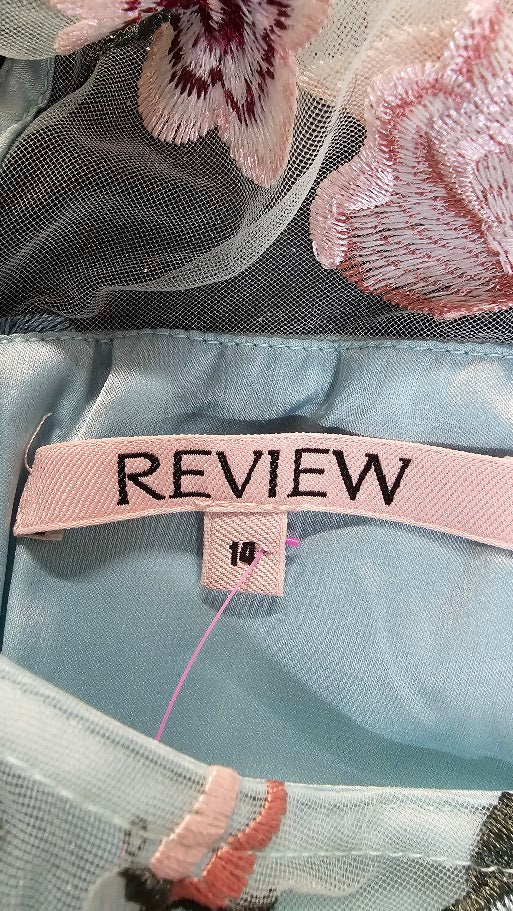 Review Blue Floral Applique Dress - 14