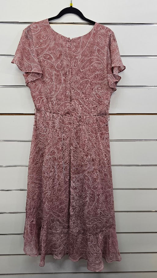 Whistle Dusty Pink Paisley Chiffon Dress - 16