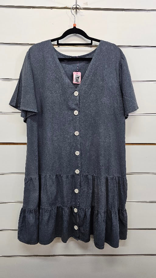 H&H Grey Linen Blend Dress - 14