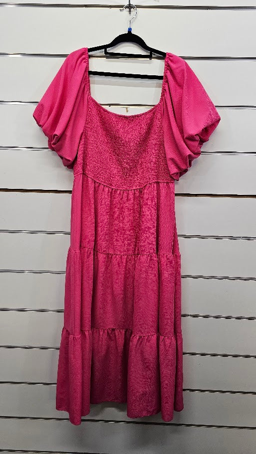 Shein Hot Pink Puff Sleeve Top - 2XL