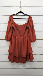 Shein Rust Puff Sleeve Dress - 16