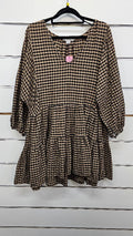 Glassons Check Beige/Black Mini Dress - M