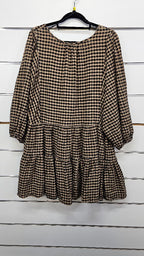 Glassons Check Beige/Black Mini Dress - M