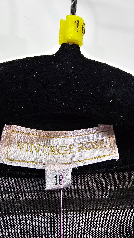 Vintage Rose Black Netting Mini Dress - 16