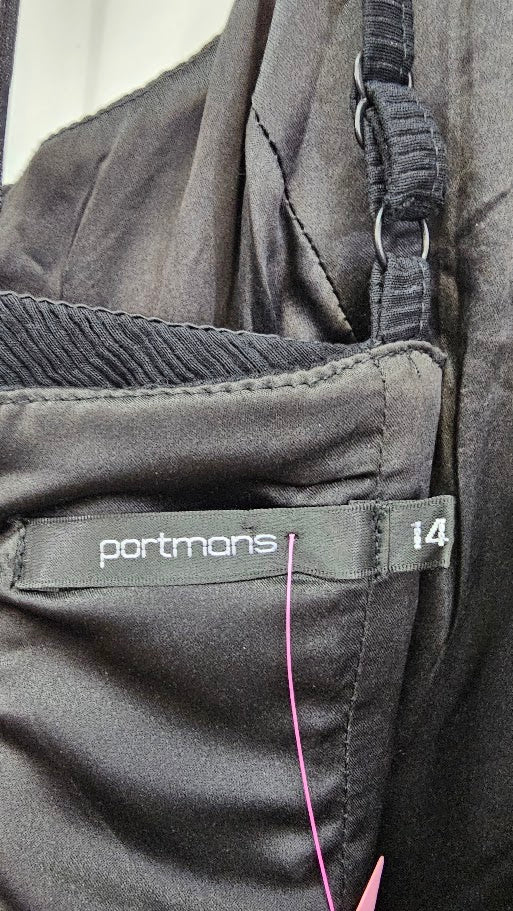 Portmans Black Textured Midi Dress - 14