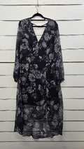 Pagani Black/Grey Chiffon Midi Dress - 16