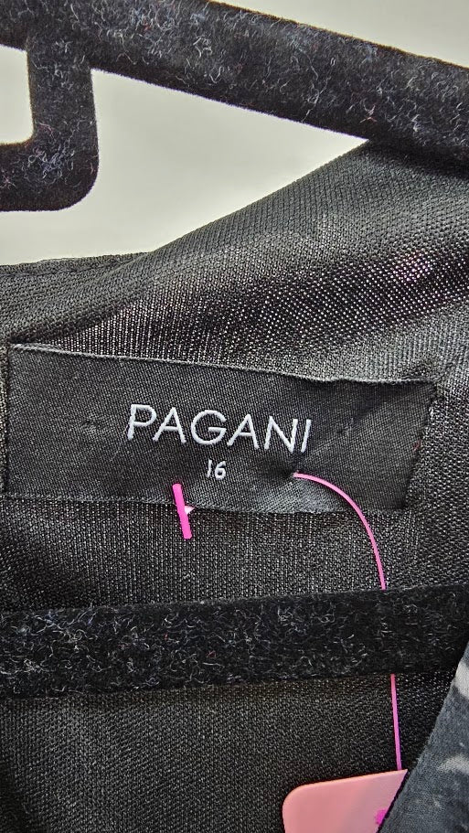 Pagani Black/Grey Chiffon Midi Dress - 16