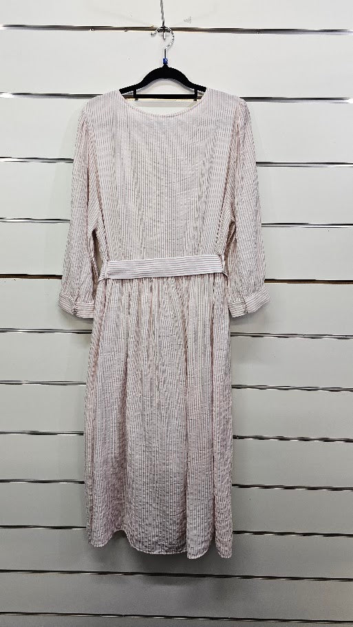 Whistle White/Pink Stripe Button Up Midi Dress - 18