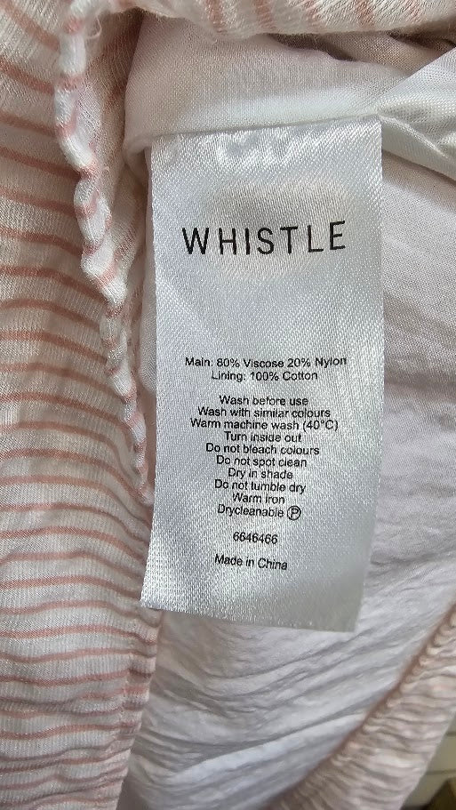 Whistle White/Pink Stripe Button Up Midi Dress - 18