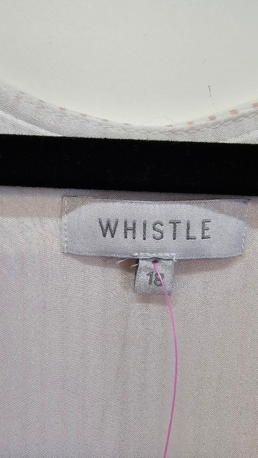 Whistle White/Pink Stripe Button Up Midi Dress - 18