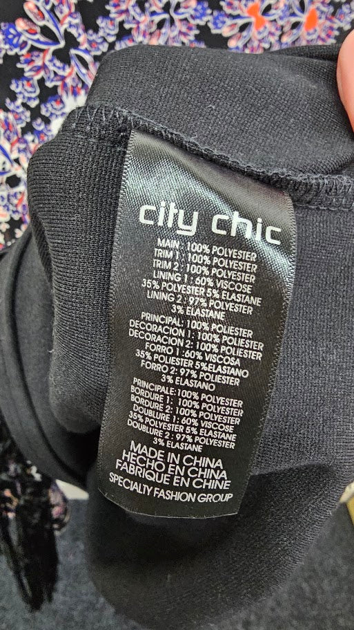 City Chic Black Multi Dress - XS