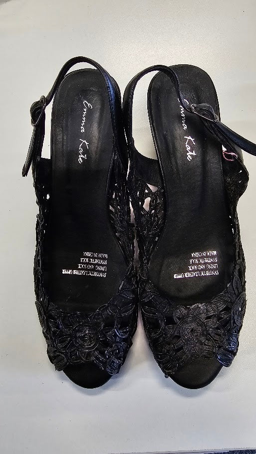 Emma Kate Black Lace Look Shoe - 39