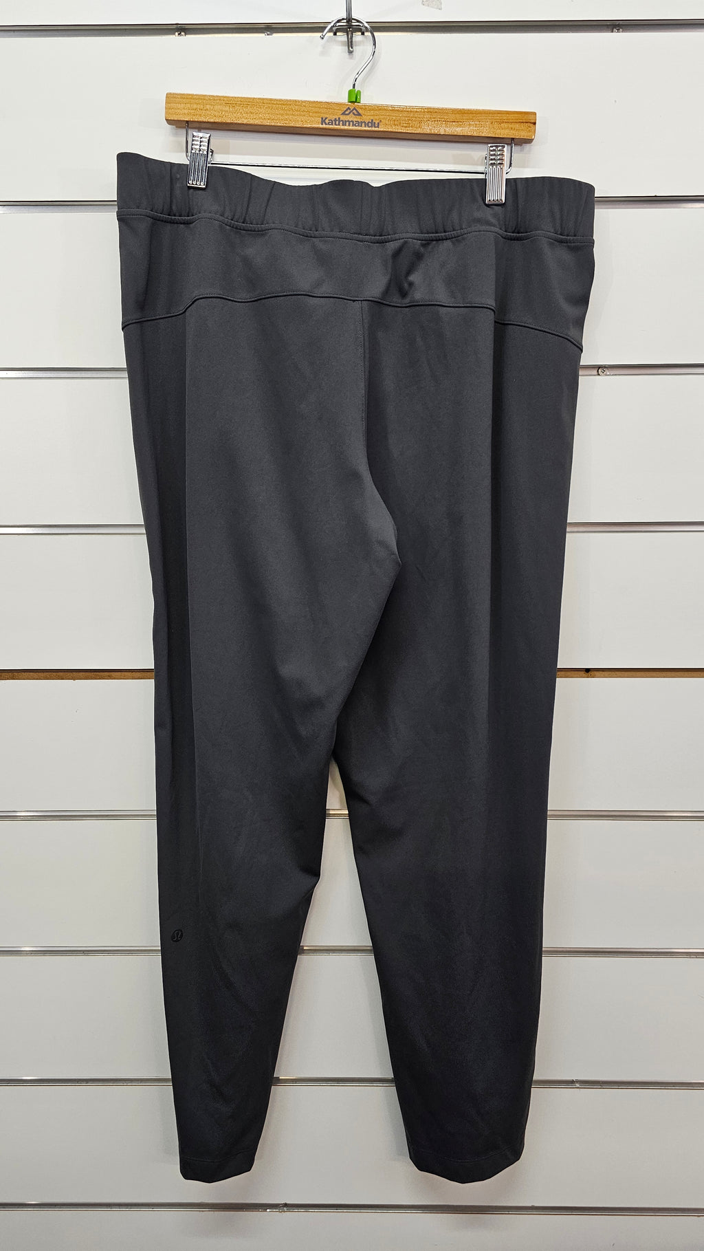Dark Grey Stretch Pants with Elastic Waist - 12