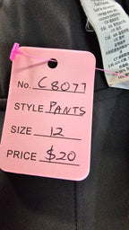 Dark Grey Stretch Pants with Elastic Waist - 12