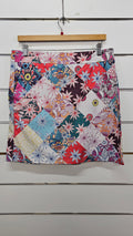 Multi-Floral Mini Wrap Skirt with Pockets - L