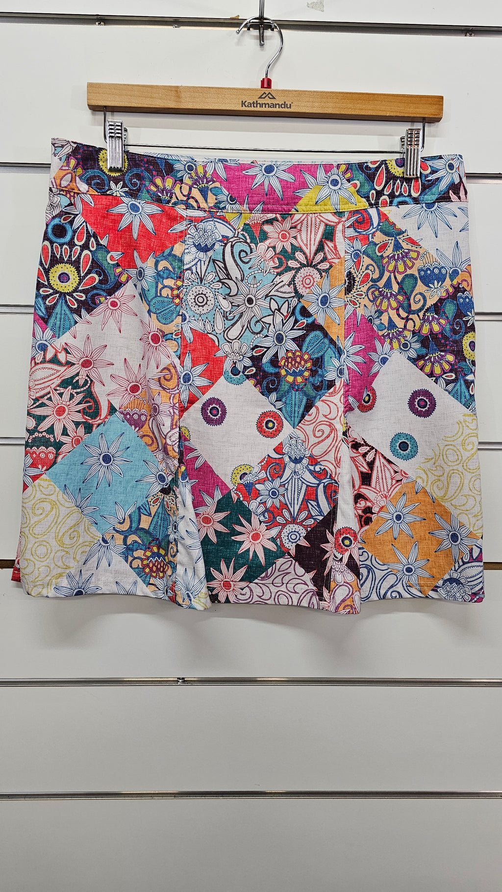 Multi-Floral Mini Wrap Skirt with Pockets - L