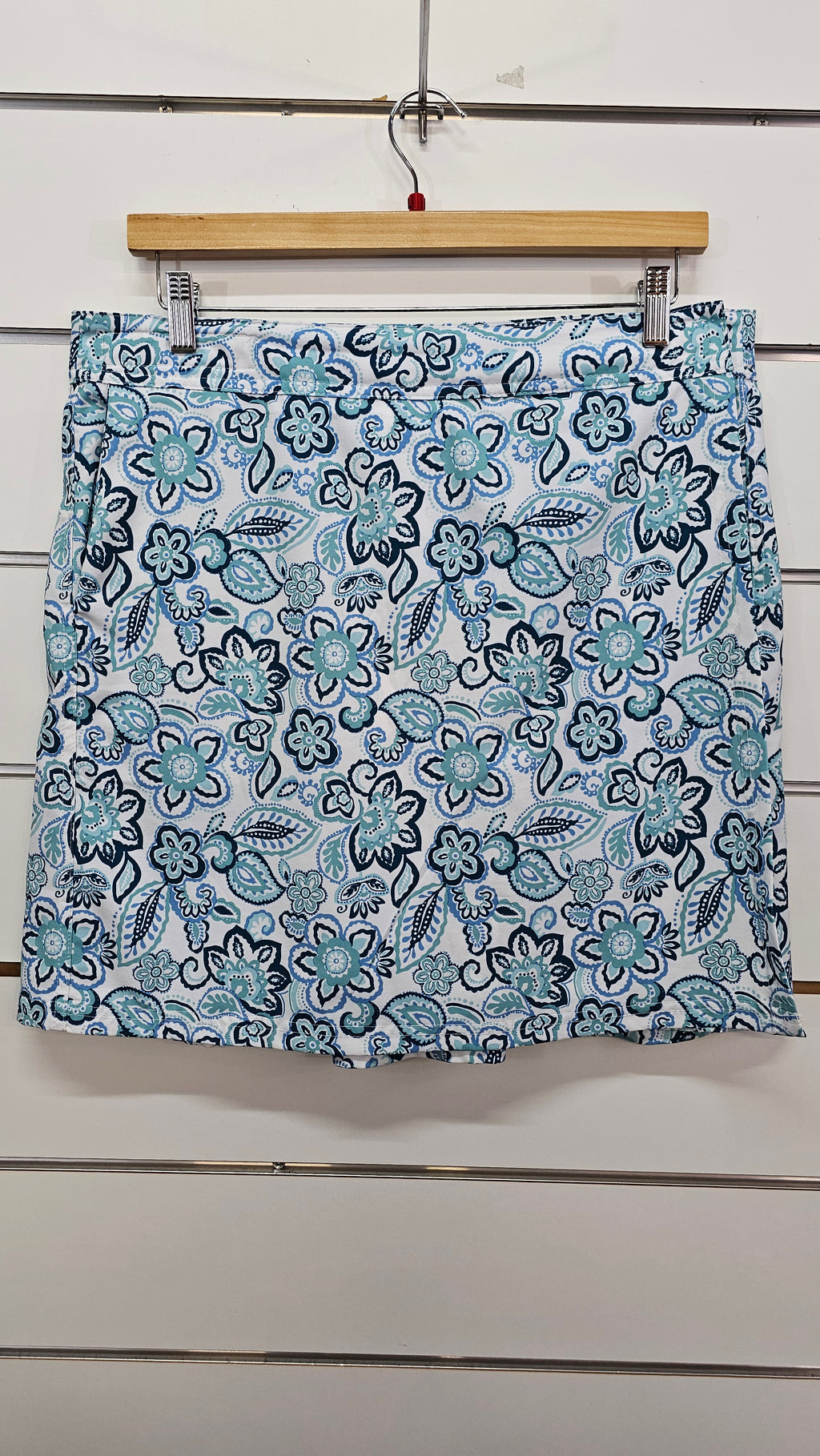 Green Floral Wrap Skirt - L