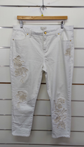 Capture White Embroidered Jeans - 16