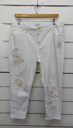 Capture White Embroidered Jeans - 16