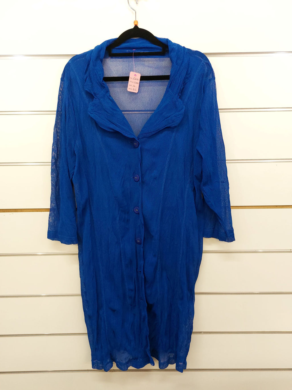 Blue Buttoned Netting Cardigan - 14