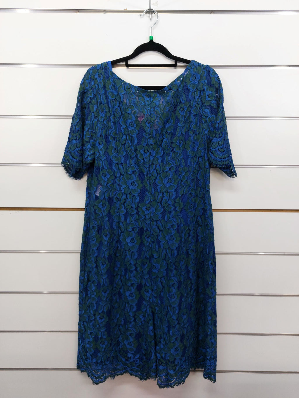 Annah Stretton Blue Green Lace Dress with Slip - XL