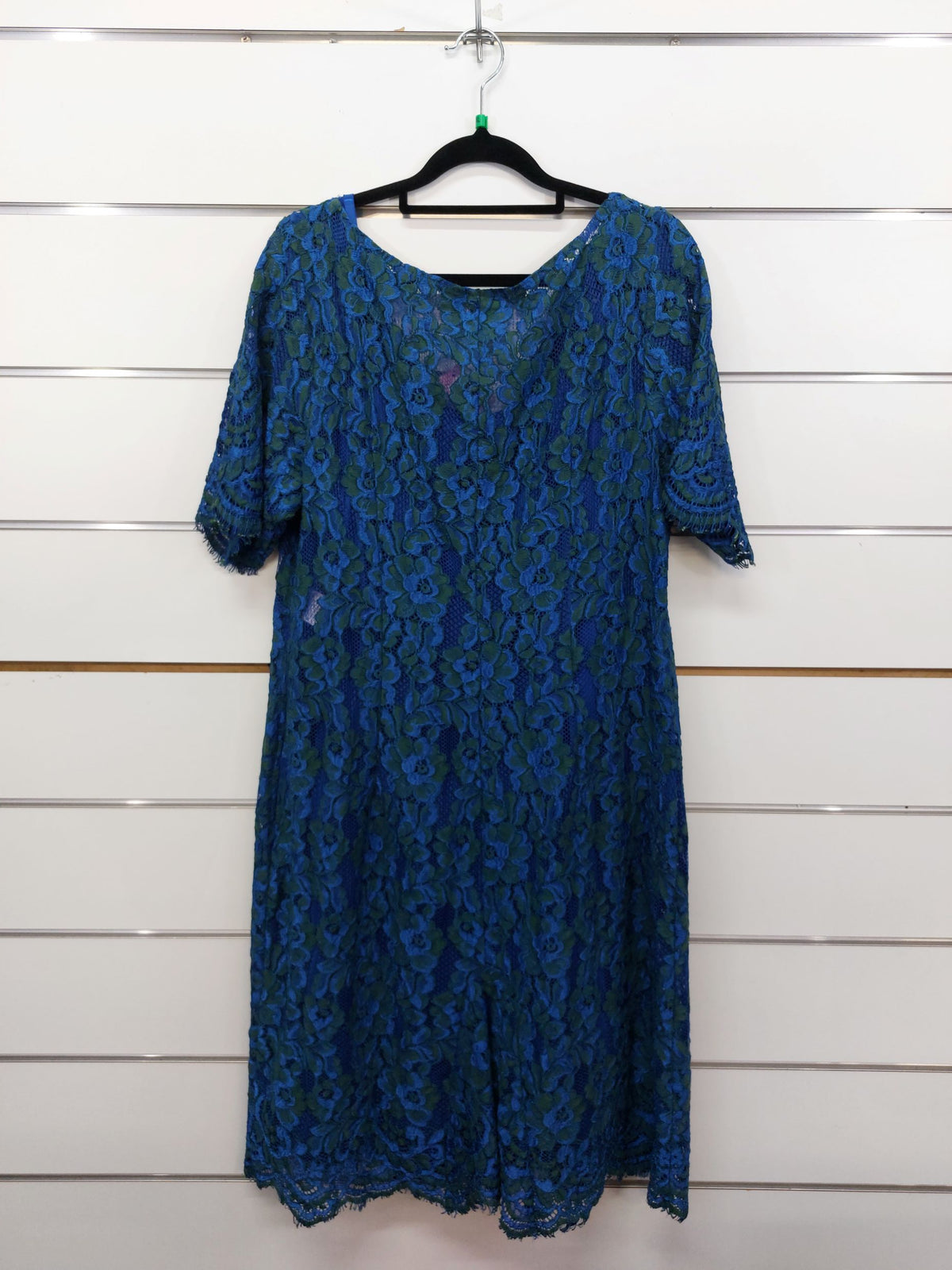 Annah Stretton Blue Green Lace Dress with Slip - XL