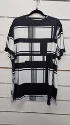 Black/White Half Zip Blouse - 3XL