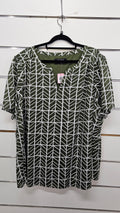 Jacqui E Curve Green/White Cotton Blouse - 22+