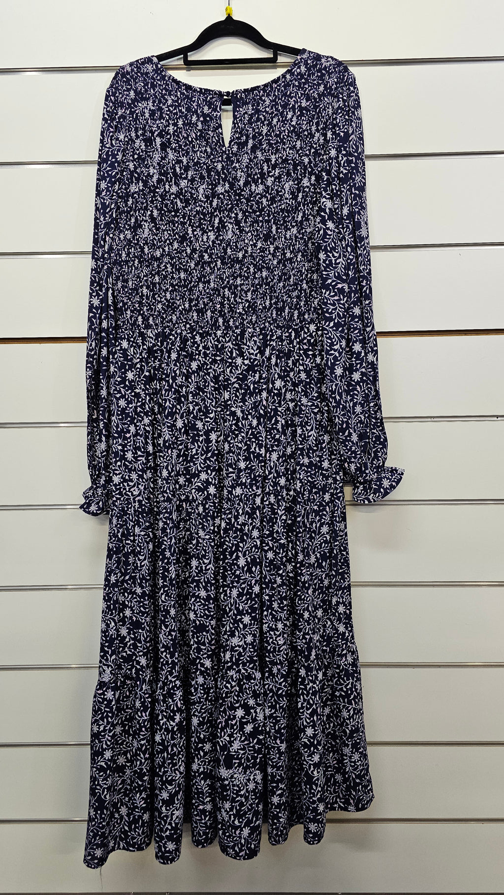 Whistle Navy Floral Long-Sleeve Maxi Dress with Smocked Bodice - 16