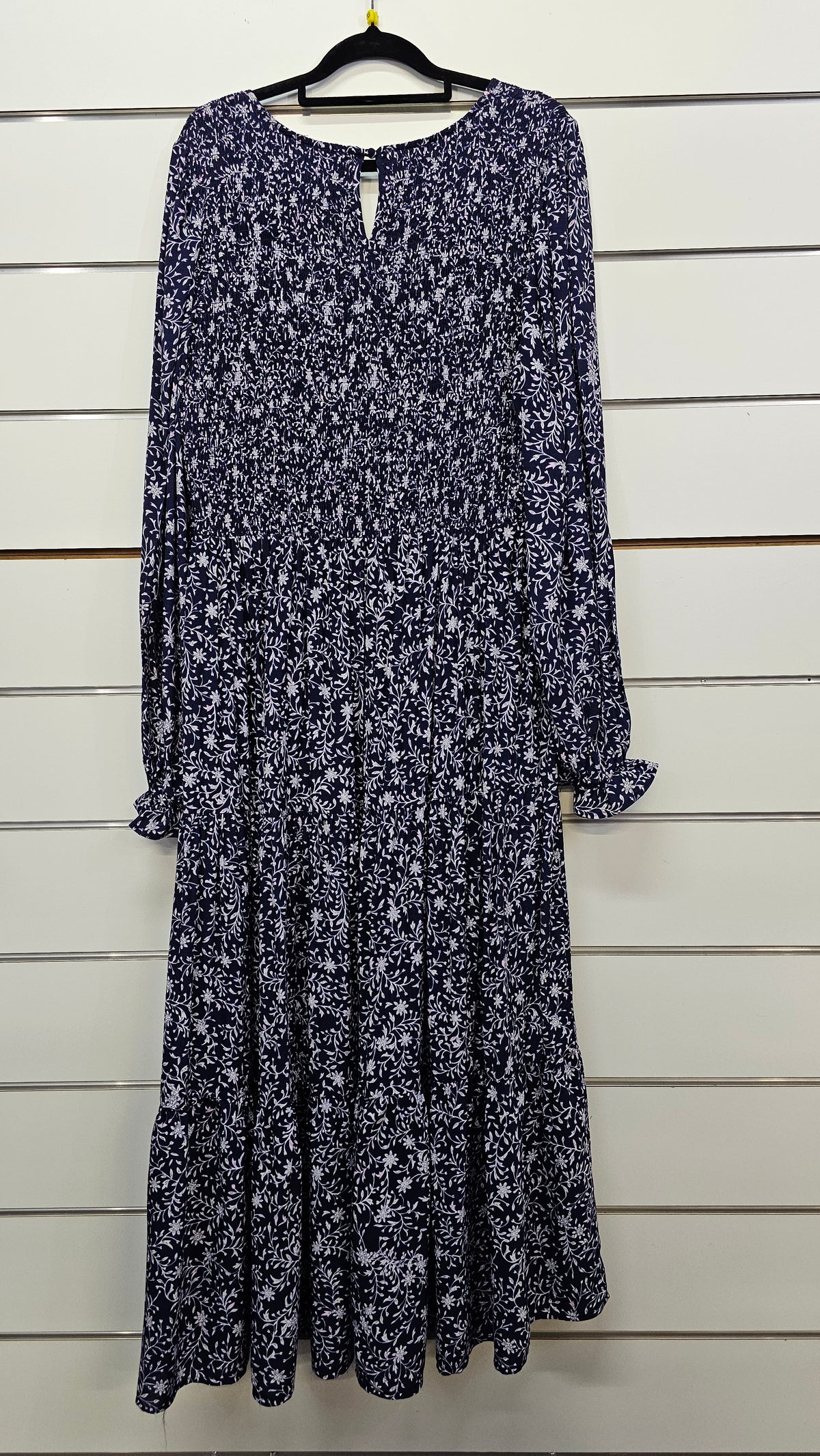 Whistle Navy Floral Long-Sleeve Maxi Dress with Smocked Bodice - 16