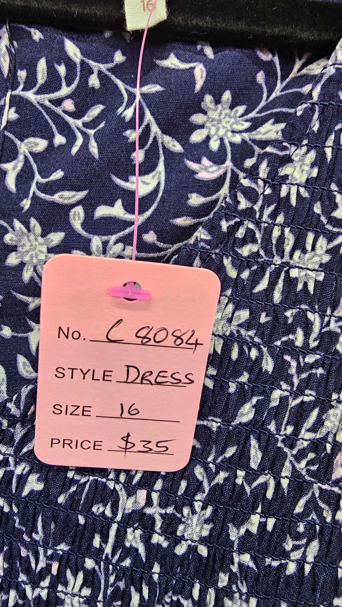 Whistle Navy Floral Long-Sleeve Maxi Dress with Smocked Bodice - 16