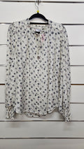 Stella & Gemma Floral Long-Sleeve Top with Smocked Cuffs and Ruffle Hem - 16