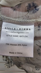 Stella & Gemma Floral Long-Sleeve Top with Smocked Cuffs and Ruffle Hem - 16